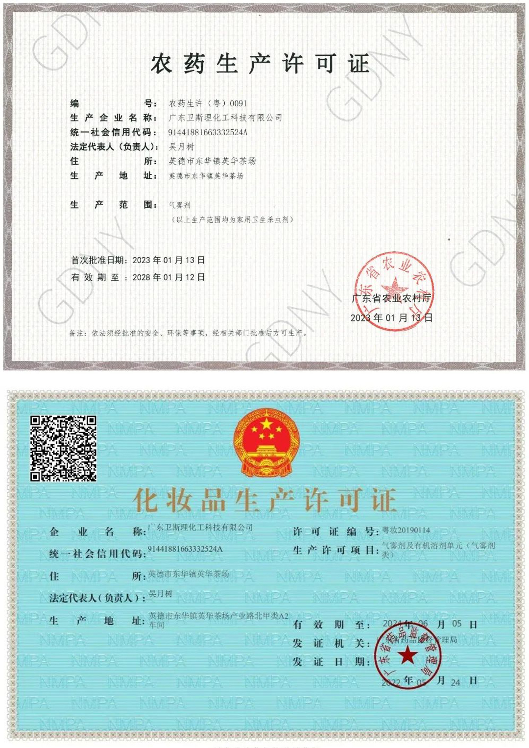 Cosmetics production license